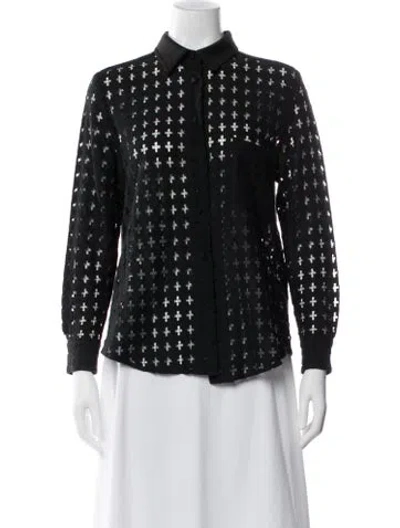 Pre-owned Rachel Comey Patterned Long Sleeve Top In Black