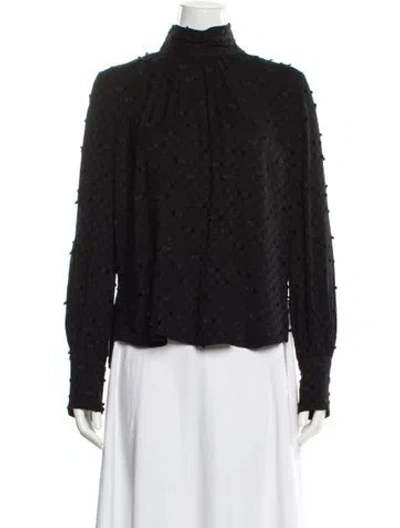Pre-owned Rachel Comey Patterned Mock Neck Blouse In Black