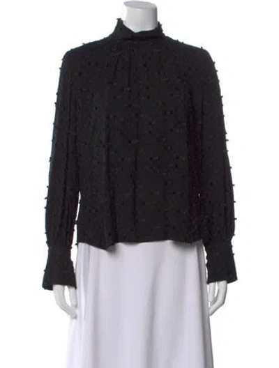 Pre-owned Rachel Comey Patterned Mock Neck Blouse In Black