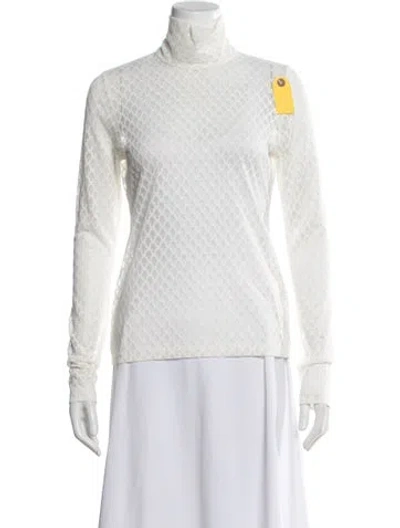 Pre-owned Rachel Comey Patterned Turtleneck Top W/ Tags In White