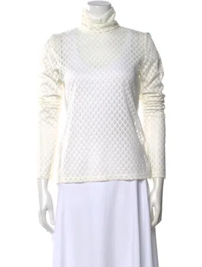 Pre-owned Rachel Comey Patterned Turtleneck Top W/ Tags In White