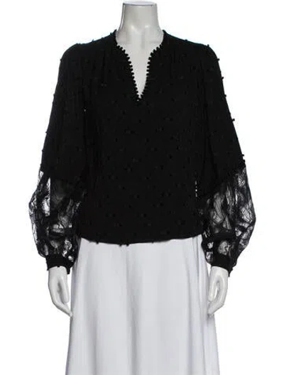 Pre-owned Rachel Comey Patterned V-neck Blouse In Black