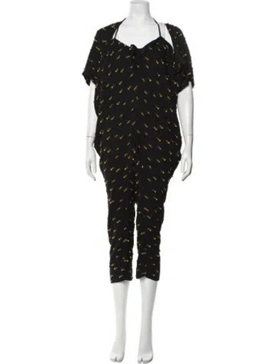 Pre-owned Rachel Comey Patterned V-neck Jumpsuit In Black