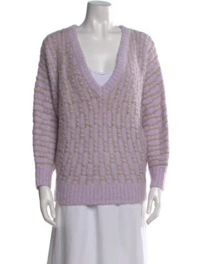Pre-owned Rachel Comey Patterned V-neck Sweater In Purple