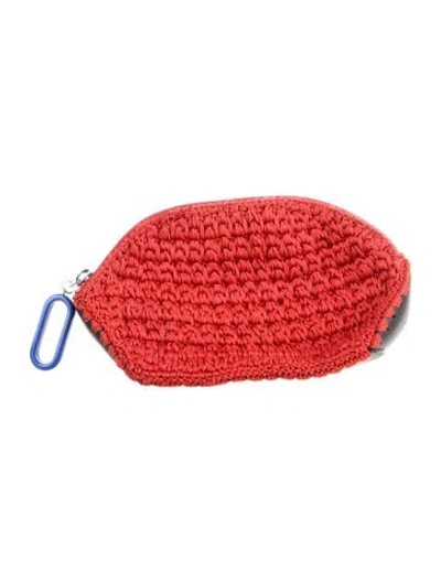 Pre-owned Rachel Comey Pima Cotton Leather Trim Cosmetic Bag In Red