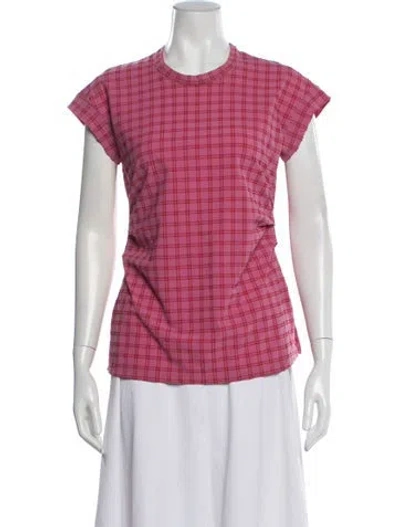 Pre-owned Rachel Comey Plaid Print Crew Neck T-shirt In Pink