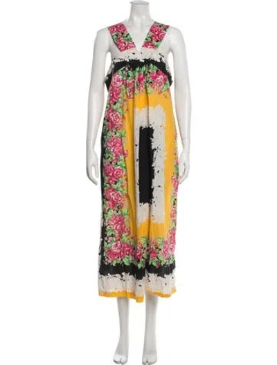 Pre-owned Rachel Comey Plaid Print Long Dress In Yellow