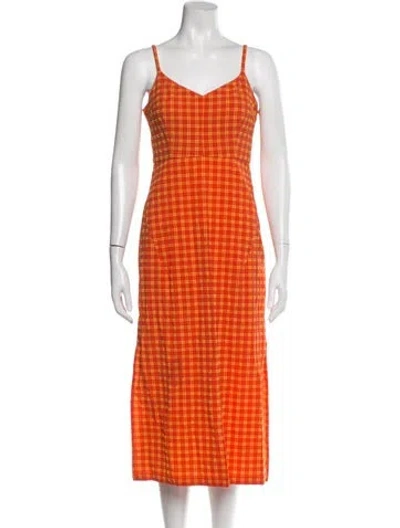 Pre-owned Rachel Comey Plaid Print Midi Length Dress In Orange