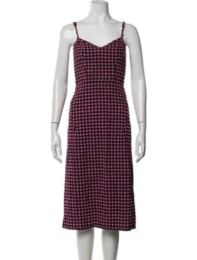 Pre-owned Rachel Comey Plaid Print Midi Length Dress In Pink