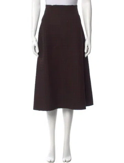 Pre-owned Rachel Comey Plaid Print Midi Length Skirt In Brown
