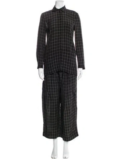 Pre-owned Rachel Comey Plaid Print Pleated Accents Pant Set W/ Tags In Black