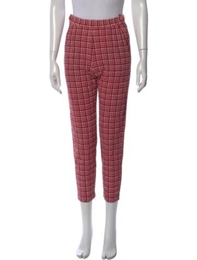 Pre-owned Rachel Comey Plaid Print Skinny Leg Pants In Red