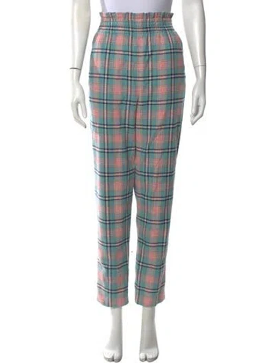 Pre-owned Rachel Comey Plaid Print Straight Leg Pants In Blue