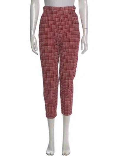 Pre-owned Rachel Comey Plaid Print Straight Leg Pants In Red