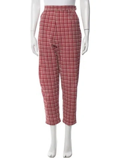 Pre-owned Rachel Comey Plaid Print Straight Leg Pants In Red