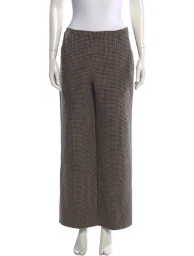 Pre-owned Rachel Comey Plaid Print Wide Leg Pants In Brown