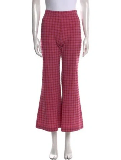 Pre-owned Rachel Comey Plaid Print Wide Leg Pants In Pink