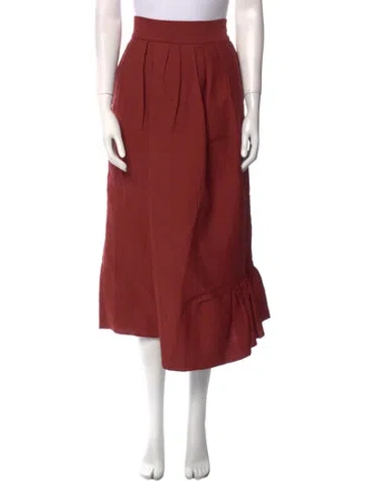 Pre-owned Rachel Comey Pleated Accents Midi Length Skirt In Red
