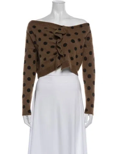 Pre-owned Rachel Comey Polka Dot Print Off-the-shoulder Sweater In Brown