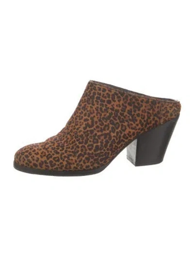 Pre-owned Rachel Comey Ponyhair Animal Print Mules In Brown