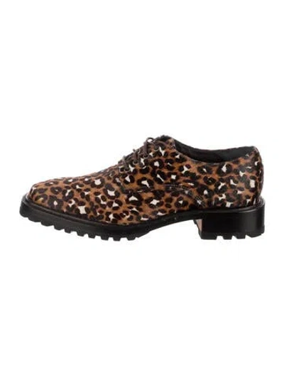 Pre-owned Rachel Comey Ponyhair Animal Print Oxfords In Black/brown