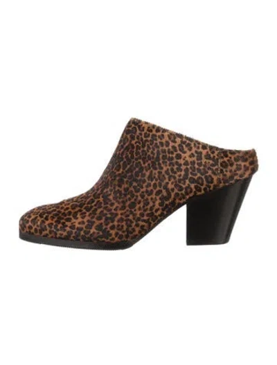 Pre-owned Rachel Comey Ponyhair Animal Print Sandals In Brown