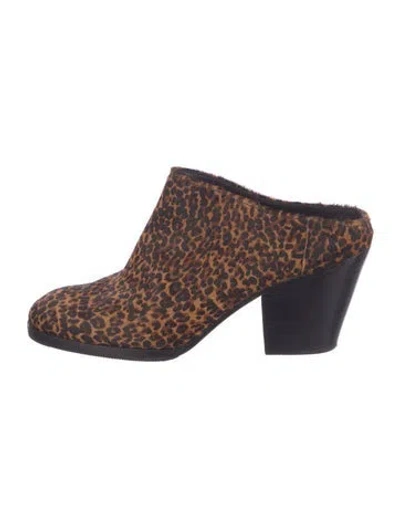 Pre-owned Rachel Comey Ponyhair Printed Mules In Neutral