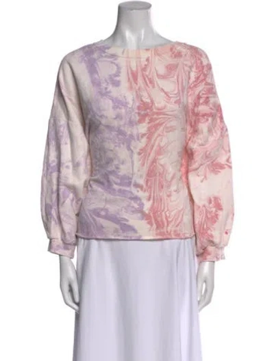 Pre-owned Rachel Comey Printed Bateau Neckline Blouse In White