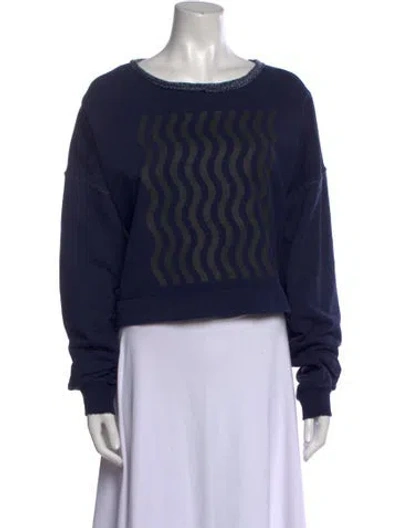 Pre-owned Rachel Comey Printed Bateau Neckline Sweatshirt In Blue
