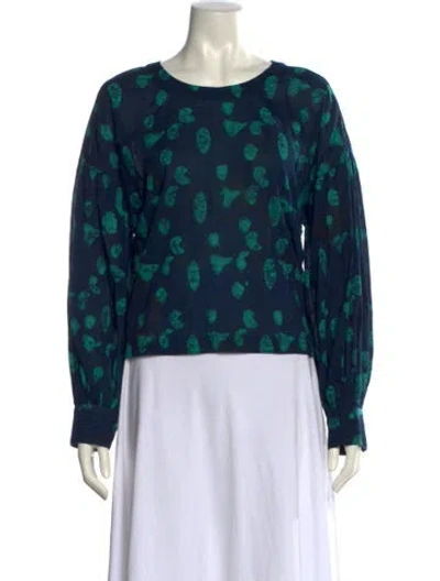 Pre-owned Rachel Comey Printed Crew Neck Sweatshirt In Blue