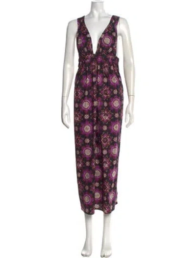 Pre-owned Rachel Comey Printed Long Dress In Purple