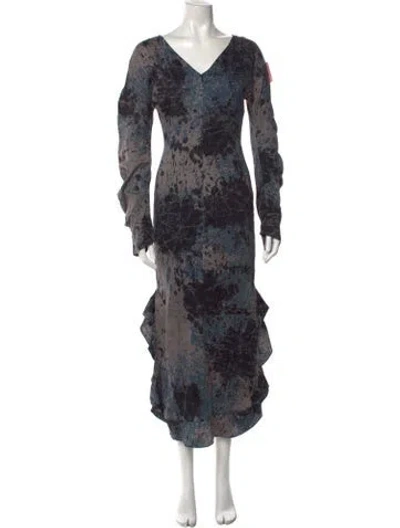 Pre-owned Rachel Comey Printed Long Dress W/ Tags In Black