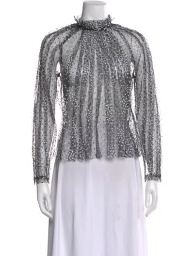Pre-owned Rachel Comey Printed Long Sleeve Blouse In Black