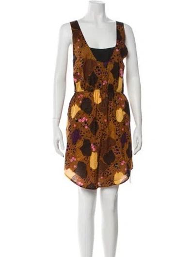 Pre-owned Rachel Comey Printed Mini Dress In Brown