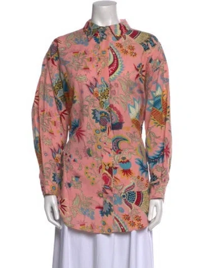 Pre-owned Rachel Comey Printed Mock Neck Tunic In Pink