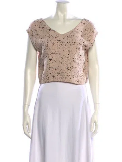 Pre-owned Rachel Comey Printed V-neck Crop Top In Neutral