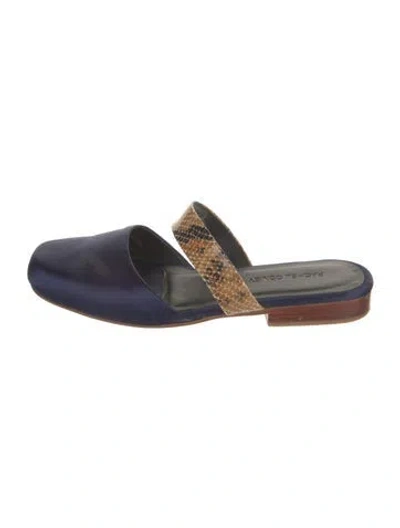 Pre-owned Rachel Comey Satin Animal Print Mules In Blue
