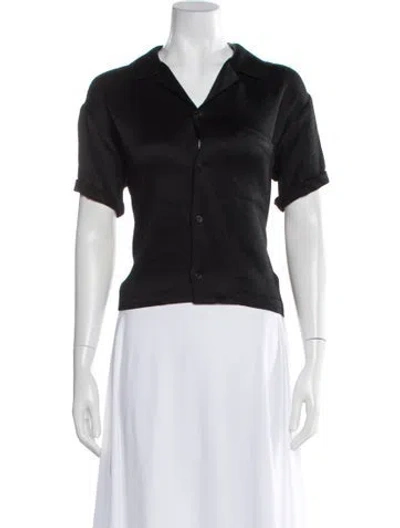 Pre-owned Rachel Comey Short Sleeve Button-up Top In Black