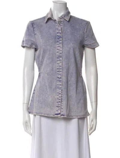 Pre-owned Rachel Comey Short Sleeve Button-up Top In Gray