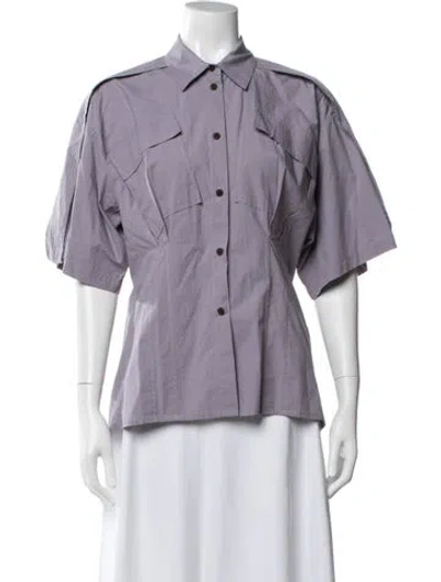 Pre-owned Rachel Comey Short Sleeve Button-up Top In Purple