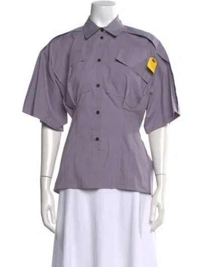 Pre-owned Rachel Comey Short Sleeve Button-up Top W/ Tags In Purple