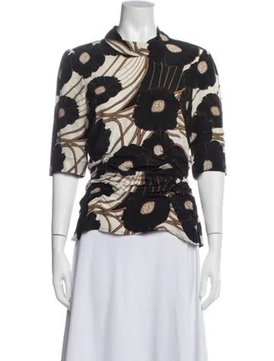 Pre-owned Rachel Comey Silk Floral Print Blouse In Blue