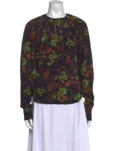 Pre-owned Rachel Comey Silk Floral Print Blouse In Multi