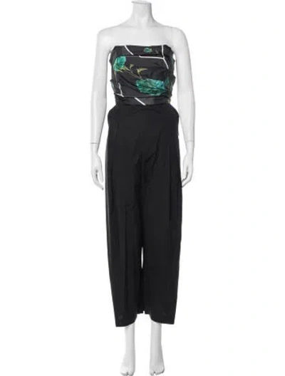 Pre-owned Rachel Comey Silk Floral Print Jumpsuit In Black