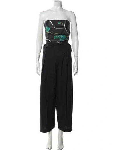 Pre-owned Rachel Comey Silk Floral Print Jumpsuit In Black
