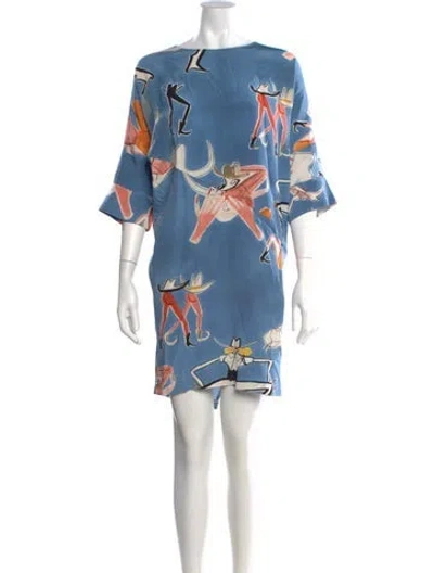 Pre-owned Rachel Comey Silk Mini Dress In Blue
