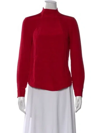 Pre-owned Rachel Comey Silk Mock Neck Blouse In Red