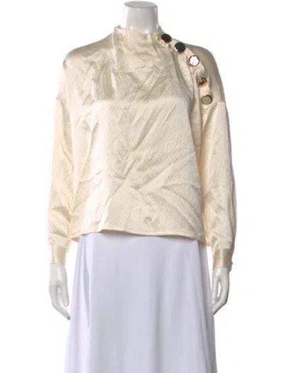 Pre-owned Rachel Comey Silk Patterned Blouse In Neutral