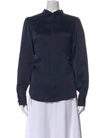 Pre-owned Rachel Comey Silk Patterned Blouse W/ Tags In Blue