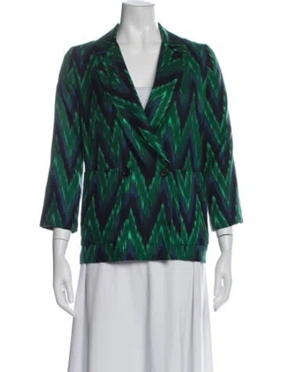 Pre-owned Rachel Comey Silk Printed Blazer In Green